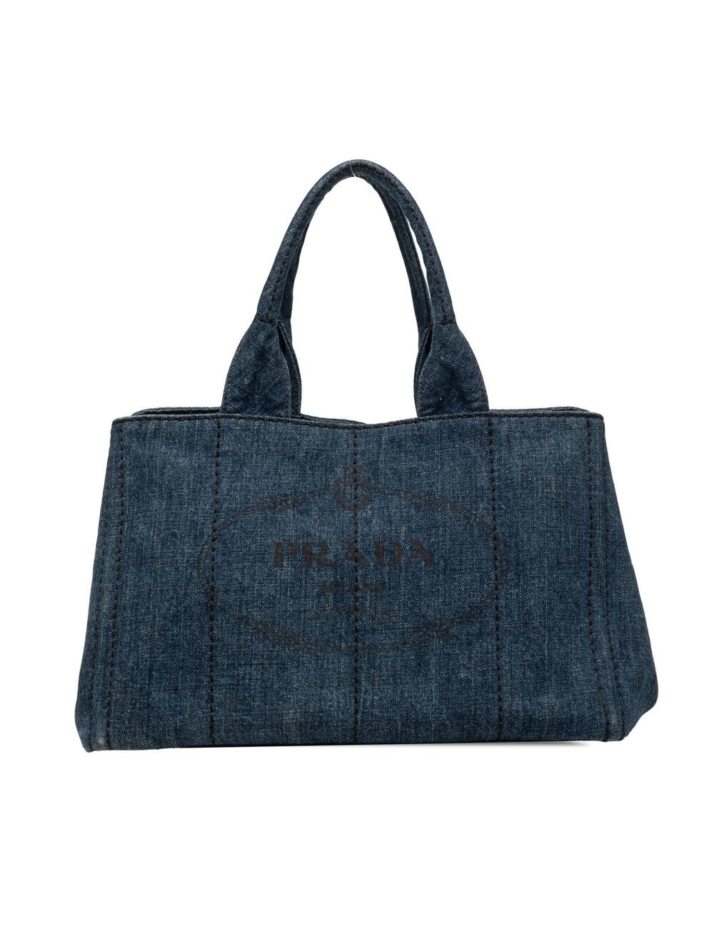 Prada Denim Canapa Logo Tote Pre-Loved #297708P49B